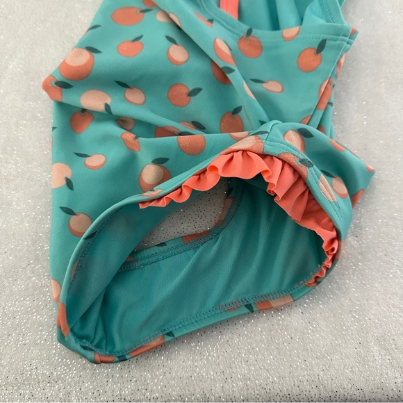 CAT & JACK Toddler Girls “Peaches” Ruffled One Piece Swim Suit - Picture 7 of 8